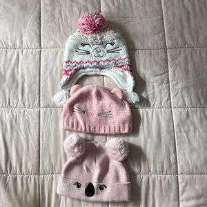 Toddler Girls Winter hats set of 3